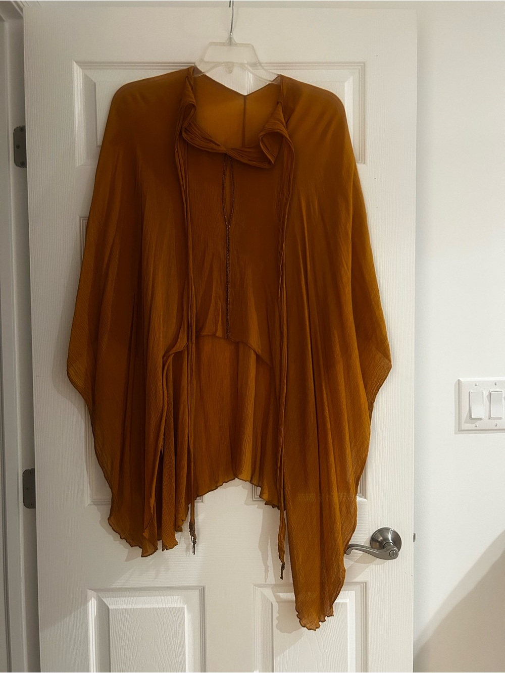 Zara Mustard Pleated V-Neck Maxi Dress - Picture 6 of 6
